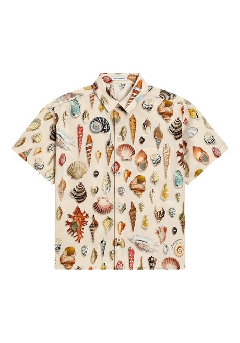 Hawaiian Shirt with Shell Print DOLCE & GABBANA KIDS | L44S52-HS5TSHK5PI